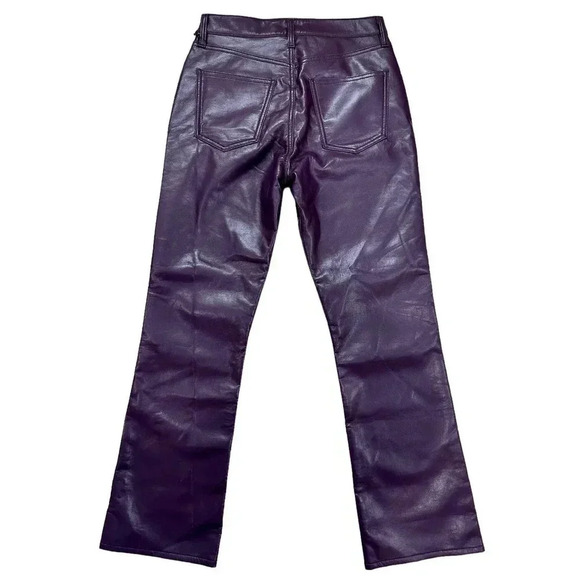 NEW- NWT AGOLDE Recycled Leather Relaxed Boot Pants Night Shade Size 26 - Picture 8 of 8